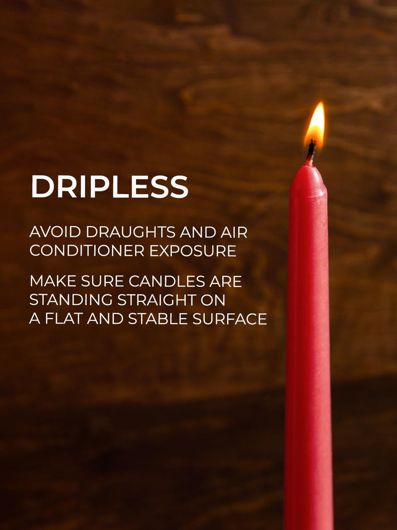 CANDWAX 12 inch Red Taper Candles Set of 12 - Dripless and Long Burning Red Candlesticks - Perfect as Christmas Candlesticks for Dinner or Holiday Home Decor - Christmas Candle Sticks - Image 4